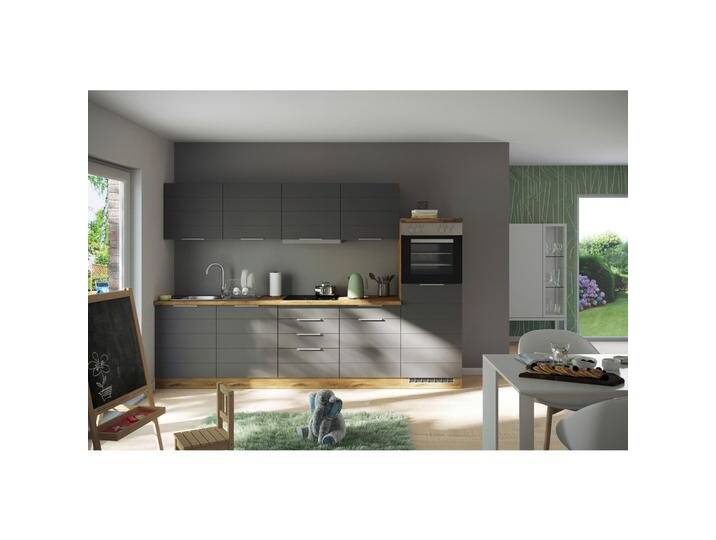 Küchenblock Florenz mit Geräten ca. 300 cm Grau/Eiche von Held-Möbel