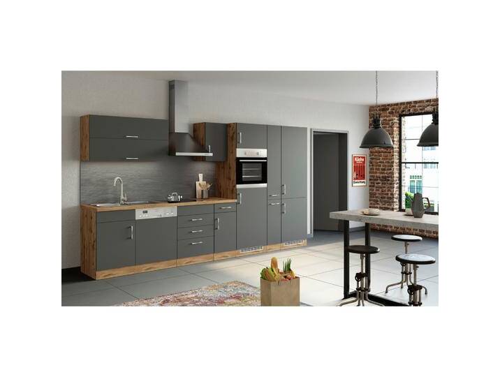 Küchenblock Sorretno mit Geräten ca. 360 cm Anthrazit von Held-Möbel