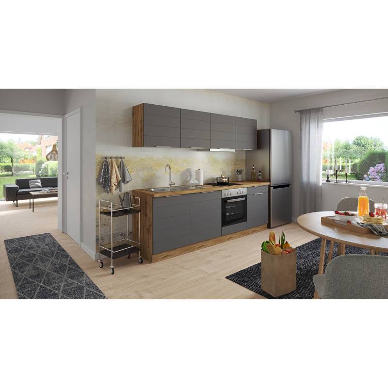 home24 Küchenzeile Florenz II 240cm Grau/Matt Grau mit Elektrogeräten home24 Küchenzeile Florenz II 240cm Grau/Matt Grau mit Elektrogeräten von home24