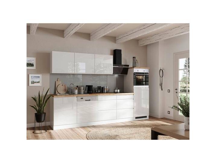 Küchenzeile Monza mit Geräten ca. 300 cm Weiß/Eiche von Held-Möbel