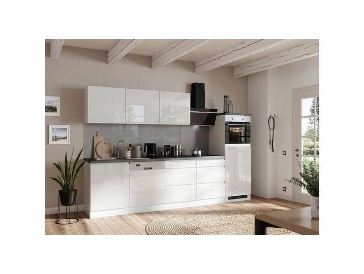 Küchenzeile Monza mit Geräten ca. 300 cm Weiß/Grau + Spüle von Held-Möbel