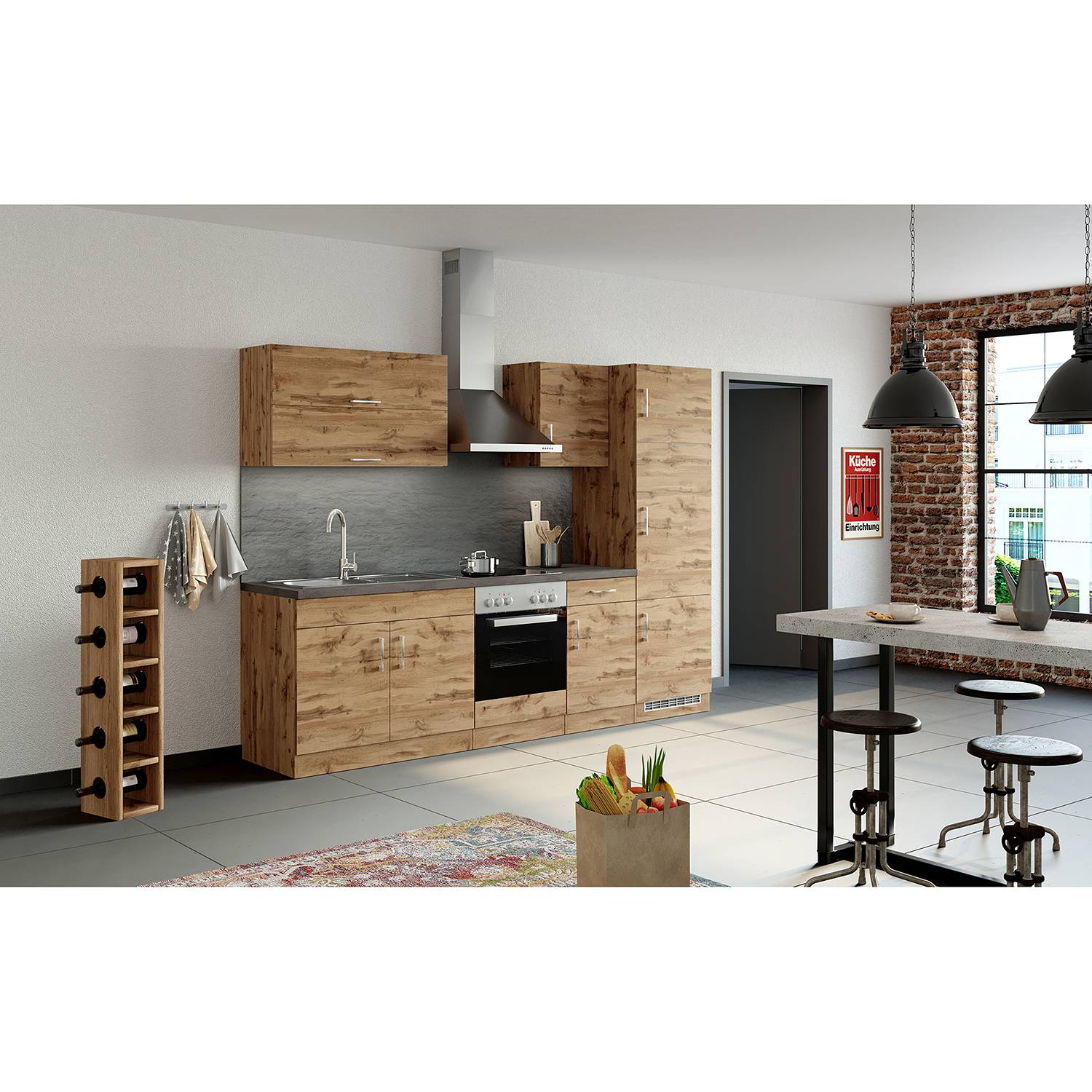 home24 Küchenzeile Sorrento III 270 x 200 x 60cm Braun/Wotaneiche Dekor mit Elektrogeräten home24 Küchenzeile Sorrento III 270 x 200 x 60cm Braun/Wotaneiche Dekor mit Elektrogeräten von home24