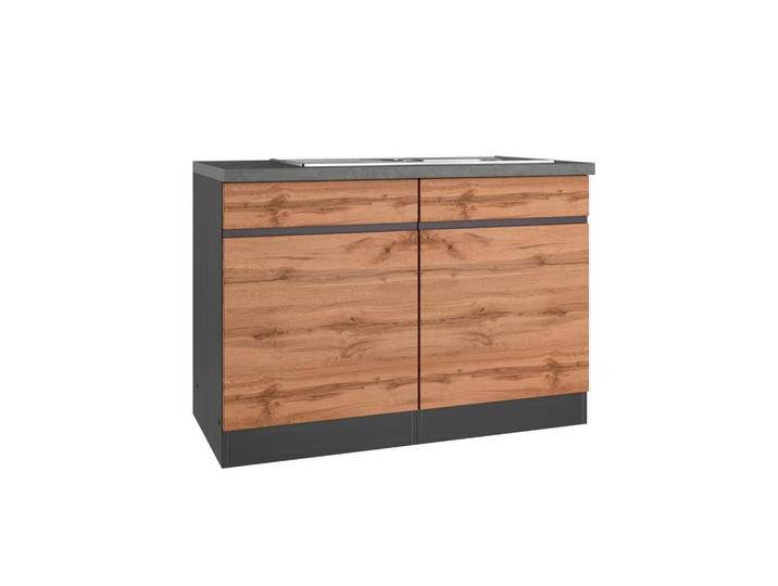 Spülenschrank Turin mit Spüle ca. 120x86 cm Graphit/Eiche von Held-Möbel