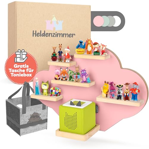 Heldenzimmer - Tonie Regal Wolke Rosa [GRATIS Tragetasche] - Für Toniebox Regal bis 20 Figuren - Mädchen und Junge - Perfekte Tonie Aufbewahrung im Kinderzimmer von Heldenzimmer