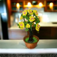 Blüte Bonsai Baum - Perlen Blumen Statue Wohnkultur Gelbe von HelenBeadDecor