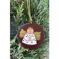 Engel Weihnachtsverzierung, Bordeauxrote Handgemalte Ornament, Sammler Geschenke Engel Weihnachtsverzierung, Bordeauxrote Handgemalte Ornament, Sammler Geschenke von HelenasHomeTreasures