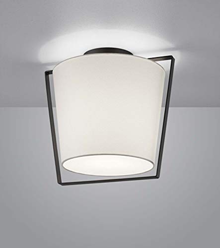 Deckenleuchte UKA, E27, IP20, mattschwarz/Schirm weiß von Helestra