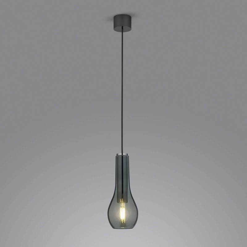 Hängeleuchte Gara mit Rauchglas-Schirm, einflammig von Helestra