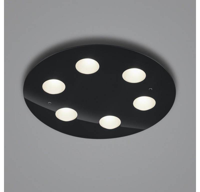 Helestra LED Deckenleuchte LED Deckenleuchte Nomi in Schwarz 6x 6W 2800lm rund, keine Angabe, Leuchtmittel enthalten: Ja, fest verbaut, LED, warmweiss, Deckenlampe, Deckenbeleuchtung, Deckenlicht von Helestra