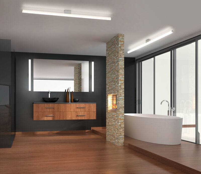 elegante LED Wand/Deckenleuchte Loom 600 chrom von Helestra von Helestra