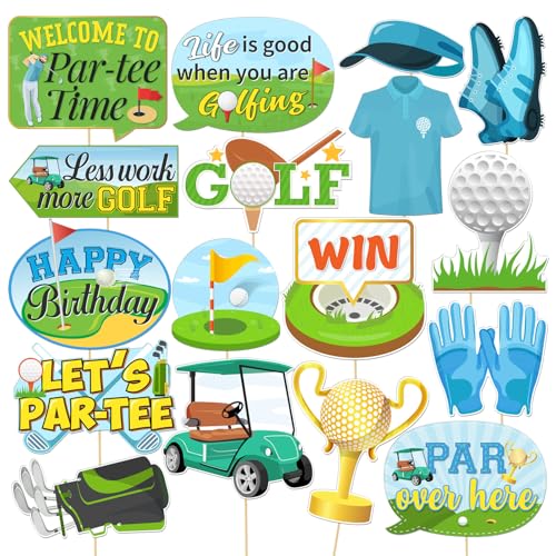 Foto-Requisiten mit Golf-Thema, 17 Stück, Golf-Geburtstagsparty-Dekorationen, Sport-Motto-Party-Dekoration, Zubehör, Golf-Partee-Zeit, Geburtstag, Babyparty, Dekoration von Helewilk