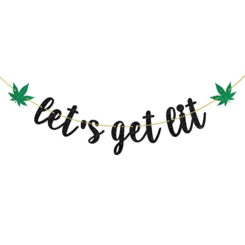 Helewilk Let's Get Lit Banner, Marihuana Theme Birthday/420 Birthday/Dope Birthday Party Decoration, Marihuana Pot Leaves Garland for Dope Birthday Weed 420 Party Supplies von Helewilk