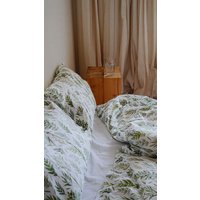 Baumwollsatin-Bettwasche Mit Aquarell-Farn-Muster-Druck | 220x240 cm Bettbezug 2 Kissenbezuge 50Х70 von HelgaWigandt