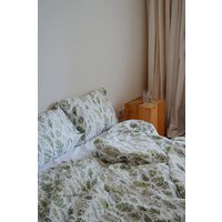 Baumwollsatin-Bettwasche Mit Aquarell-Farn-Muster-Druck | 220x240 cm Bettbezug 2 Kissenbezuge 50Х70 von HelgaWigandt