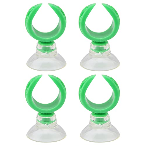Aquarium Fish Tank Saugnapf Clips, Airline-Rohr halter Klemmen Premium Kunststoff Blattform Design, Süßwasser Salzwasser Aquarien Fish Tank Zubehör 4 Stück (Grüner innerer Durchmesser 14,6 mm) von Helhom