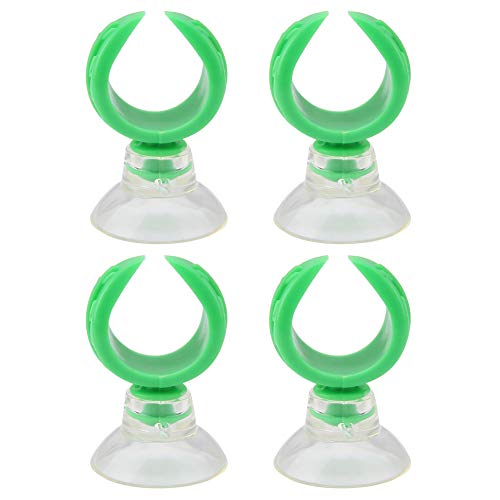 Aquarium Fish Tank Saugnapf Clips, Airline-Rohr halter Klemmen Premium Kunststoff Blattform Design, Süßwasser Salzwasser Aquarien Fish Tank Zubehör 4 Stück (Grüner innerer Durchmesser 17,6 mm) von Helhom