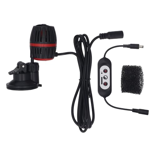 Aquariumwellenherstellerpumpe, Fischtankzirkulationspumpe mit variabler Frequenz, Fernbedienung für Salzwasser- und Süßwasseraquarien, 12 V ABS 5x9cm (Schwarz) von Helhom