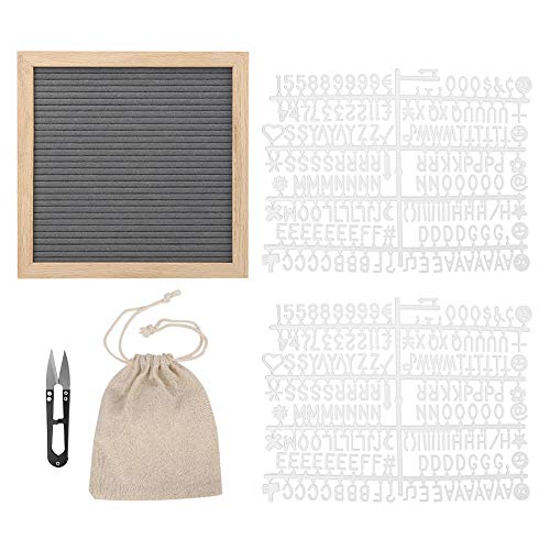 Filzbuchstabe, Message Board Zeichen Veränderliche DIY -Buchstaben Zahlen Holzrahmen, Home Office Decor Schwarzgrau, 10 x 10 Zoll (Grau) von Helhom