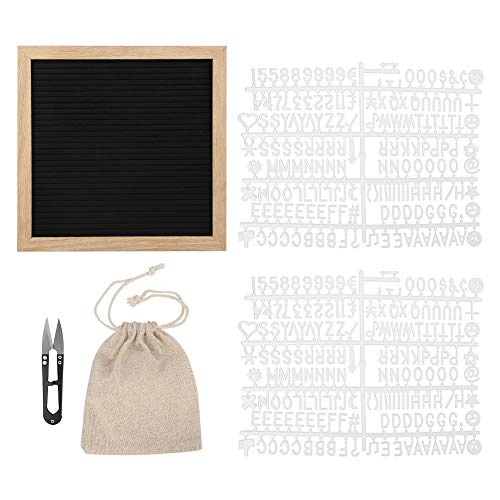 Filzbuchstabe, Message Board Zeichen Veränderliche DIY -Buchstaben Zahlen Holzrahmen, Home Office Decor Schwarzgrau, 10 x 10 Zoll (Schwarz) von Helhom