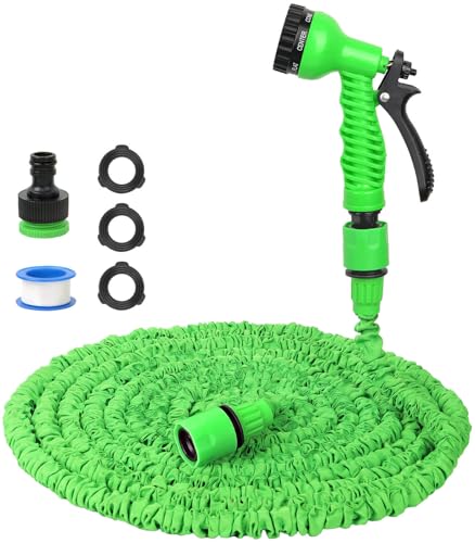 Flexibler Gartenschlauch Wasserschlauch Dehnbar Garten - 15M Gartenschlauch Flexibel mit 7 Funktion Garten Handbrause von Helhom