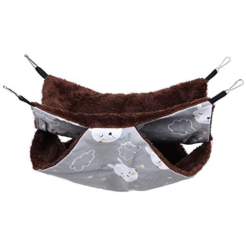 Haustier -Hängematte Hanging Bett, weich warme Leinwand Samt Schlafsack, Decke kleine Tiere Hamster Meerschweinchen Ratten Vögel Pfirsich Herz grau Kaninchen Meer Welt (Gray Rabbit) von Helhom