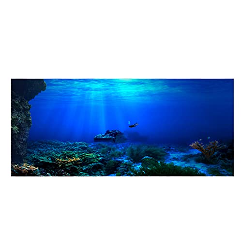 Helhom Dhäsive Seaworld -Hintergrundplakat, PVC Realistic Ocean Theme Aufkleber für Aquarium Fischtankdekoration (122 * 46 cm) von Helhom