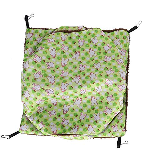 Helhom Dreifachschicht Hängematte, kleines Tier Haustier Käfig Hamster Weich warm warm schlafend hängende Bett, Flanellgrün für kleine Haustierkäfig Vogel (L 28 Zoll) von Helhom