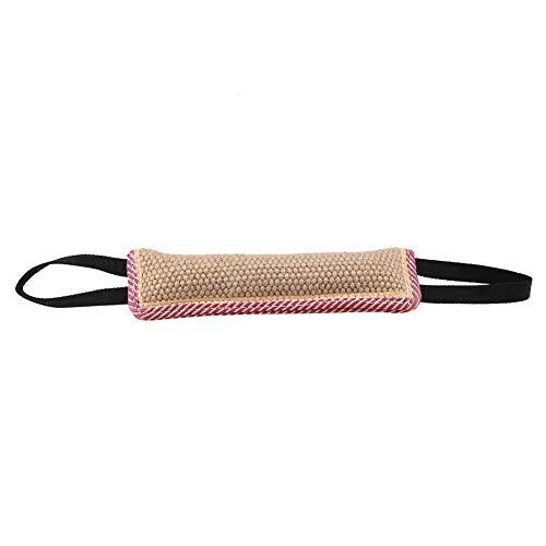 Helhom Hundetrainingsstange, Sackcloth Pet Bite Tug Toy mit Zwei Griffen für aktive Hunde Interaktives Spiel Beige Red Black 30 x 8 cm von Helhom