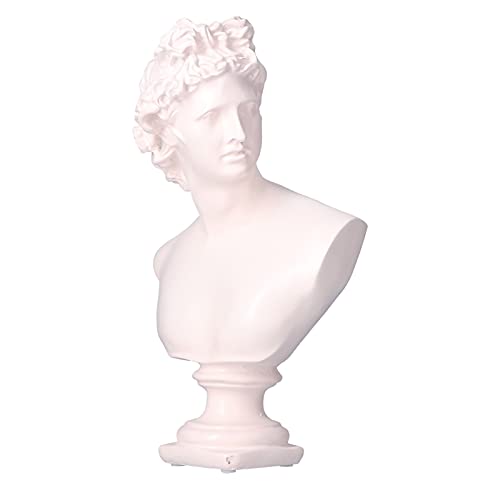 Nordic Style Charakter Figur Büste Statue, handgefertigte Harz -Desktop -Ornament ative Skulptur, Wohnzimmer -Büro -Bücherregal -Bücherregal, 12.0x7.1in (BS-976 creme weiß rosa männlicher David) von Helhom