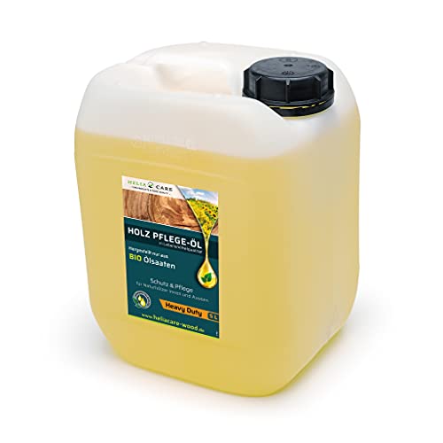 HeliaCARE BIO Holzöl “Heavy Duty” - 100% natürliches Holz Öl für Parkettboden - Chemiefreies Holzboden Öl in Lebensmittelqualität - Farbloses Parkett Öl - Made in Germany (5 Liter) von HeliaCARE