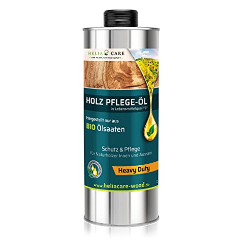 HeliaCARE BIO Holzöl “Heavy Duty” - 100% natürliches Holz Öl für Parkettboden - Chemiefreies Holzboden Öl in Lebensmittelqualität - Farbloses Parkett Öl - Made in Germany (1 Liter) von HeliaCARE