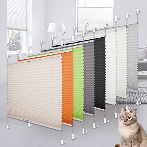 Heligo Plissee Klemmfix Plisseerollo ohne Bohren Creme 40x130cm(BxH) Sicht-Sonnenschutz Jalousie Klemmfix Rollos für Fenster & Tür, Lichtdurchlässig Faltrollo Raffrollo mit Klemmfix-Halterung von Heligo