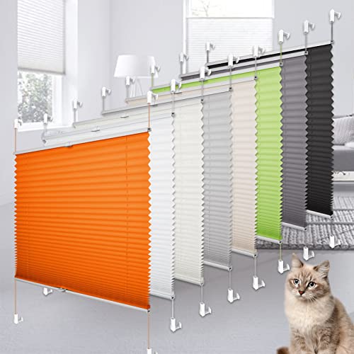 Heligo Plissee Klemmfix Plisseerollo ohne Bohren Orange 45x130cm(BxH) Sicht-Sonnenschutz Jalousie Klemmfix Rollos für Fenster & Tür, Lichtdurchlässig Faltrollo Raffrollo mit Klemmfix-Halterung von Heligo