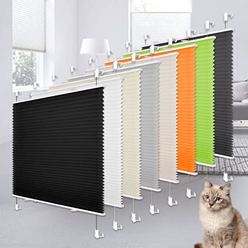 Heligo Plissee Klemmfix Plisseerollo ohne Bohren Schwarz 50x130cm(BxH) Sicht-Sonnenschutz Jalousie Klemmfix Rollos für Fenster & Tür, Lichtdurchlässig Faltrollo Raffrollo mit Klemmfix-Halterung von Heligo