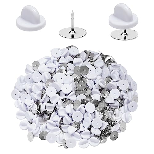400 Stück PVC-Gummi-Schmetterlings-Clutchnadeln, Krawattennadeln, blanko, für Uniform-Abzeichen, Halter-Verschluss, Revers, Emaille, 200 Sets, Weiß von Heliltd