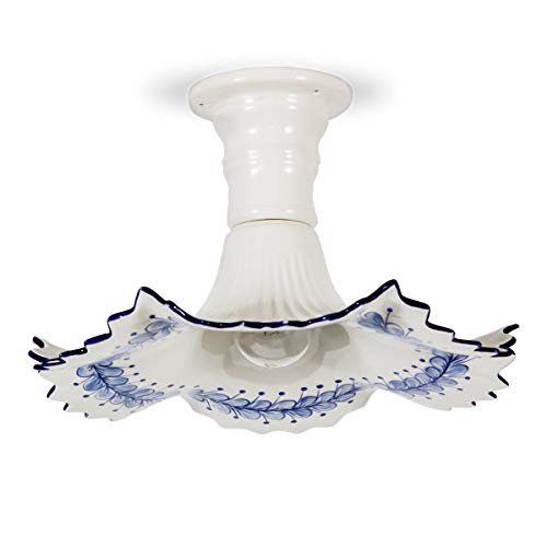Helios Leuchten 107163 Deckenlampe Keramik weiß - blau | Deckenleuchte Keramiklampe | handbemalte Keramikleuchte | Küchenlampe 1 x E27 von Helios Leuchten