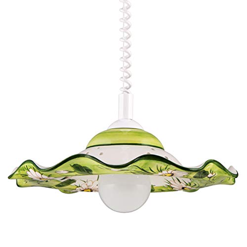 Helios Leuchten 2070511 Pendellampe Pendelleuchte Keramik | handbemalte Keramiklampe | Hängelampe für Esstisch Küche höhenverstellbar von Helios Leuchten