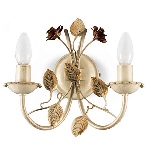 Helios Leuchten 303583 Florentiner Wandleuchte Wandlampe | Kerzenwandlampe | Lampe Leuchte Wandlüster Landhausstil | 2 x E14 von Helios Leuchten