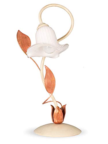 Helios Leuchten 403627/2 Florentiner Tischleuchte antik-weiß | florale Lampe Leuchte Tischlampe | Nachttischlampe Landhaus-Stil | ein-flammig von Helios Leuchten