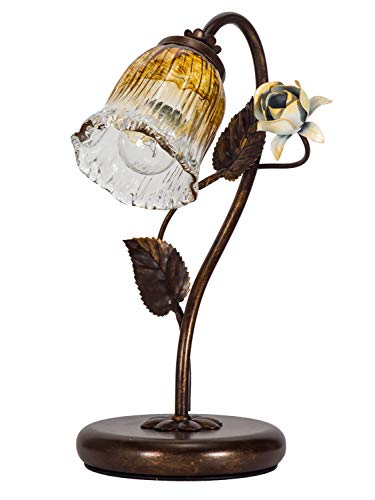 Helios Leuchten 403757/1 Florentiner Tischleuchte Tischlampe | Blüten chabby chic | Florale Lampe Leuchte Kronleuchter Landhausstil | 1 x E14 von Helios Leuchten