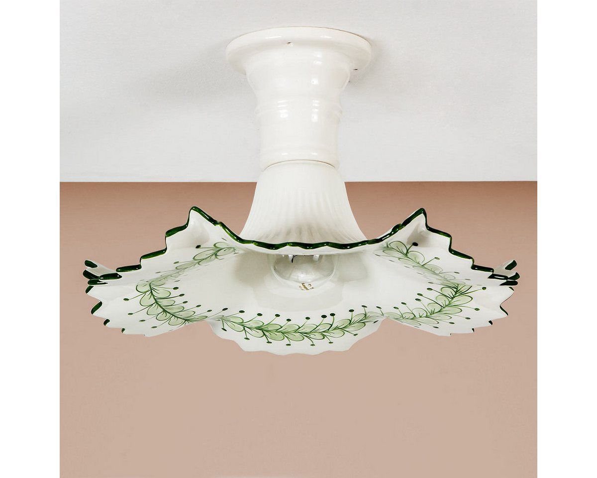 Helios Leuchten Deckenleuchte Küchenlampe Keramik weiß, Keramiklampe, Deckenlampe, für Esstisch Küche, handgefertigt handbemalt von Helios Leuchten
