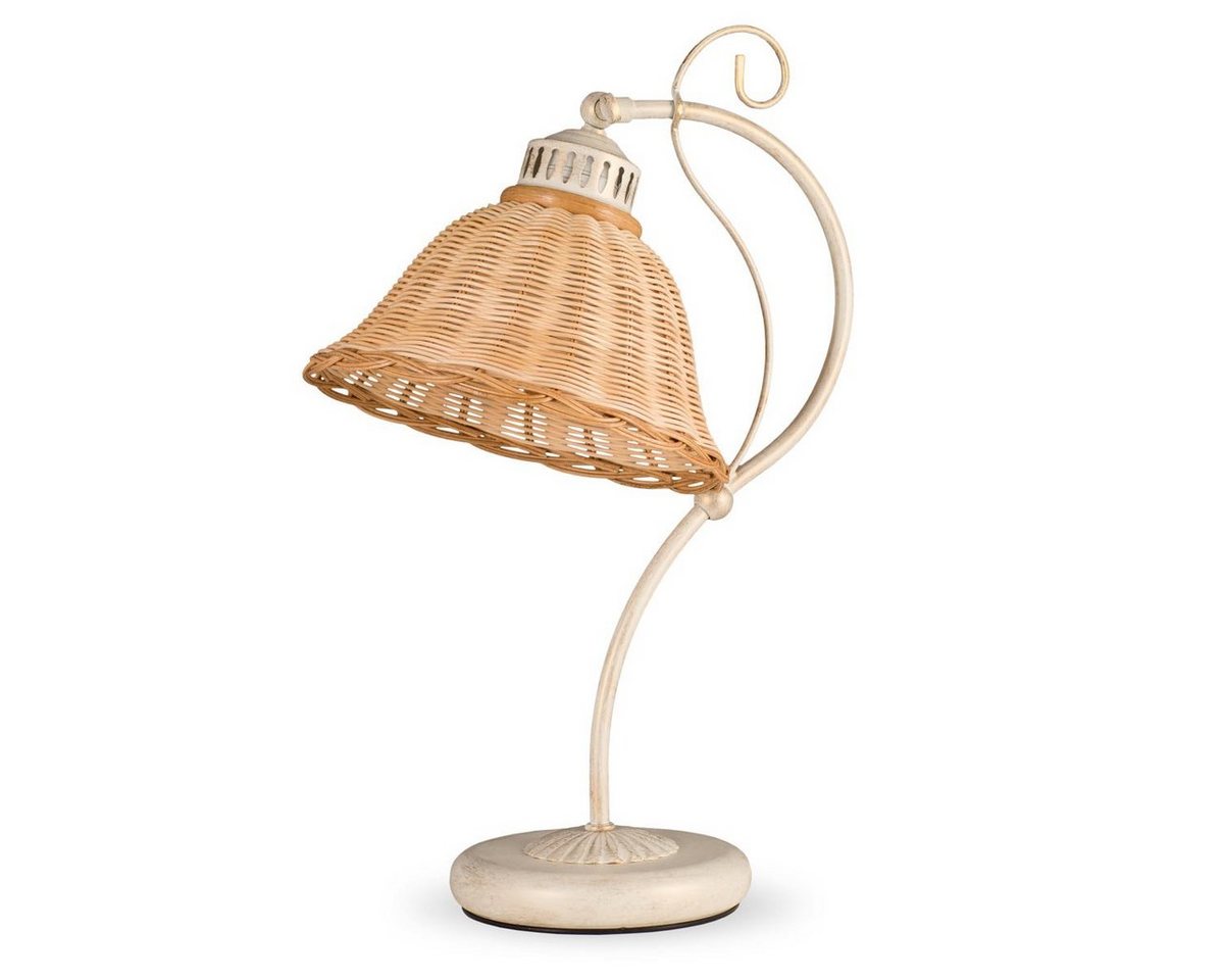 Helios Leuchten Tischleuchte Tischlampe Rattan Korbgeflecht Landhausstil, für Schreibtisch Nachttisch Leselampe, Rattanlampe skandinavischer Stil von Helios Leuchten