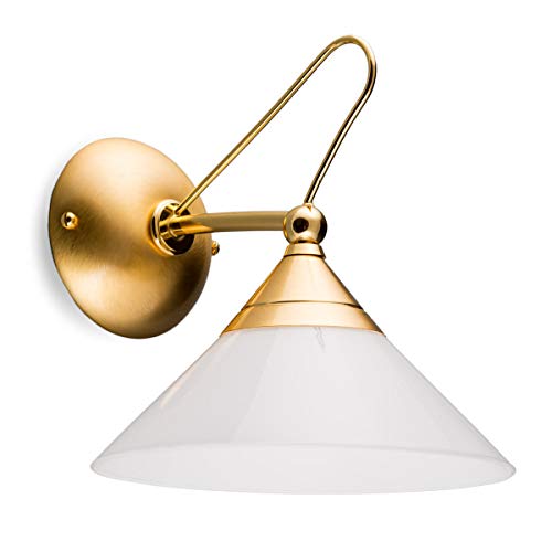 Helios Leuchten moderne LED Wandlampe Lampe Messing poliert | Wandleuchte Leuchte gold matt | Wandbeleuchtung Wohnzimmer 1-flammig | 7W 560lm warmweiß von Helios Leuchten