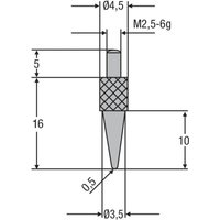 Helios-Preisser Messeinsatz M2,5mm Spitze Radius 0,5 mm von Helios Preisser