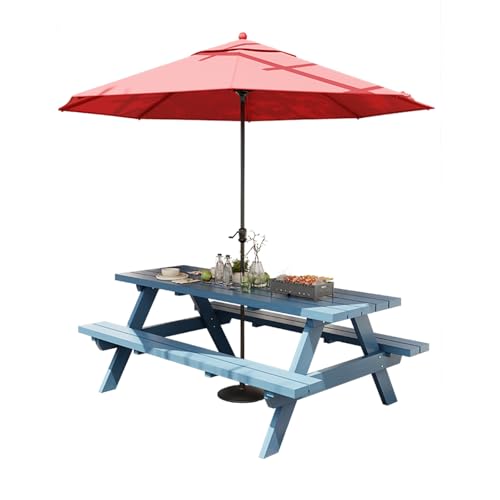 Heliosrider BalkonmöBel Set Klein GartenmöBel Bierzeltgarnitur Gartenlounge Set mit Sonnenschirm Stapelbare StüHle Set für Garten Hof Veranda Terrasse(Blue,120 * 60 * 60cm) von Heliosrider