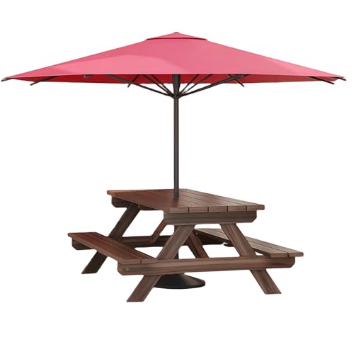 Heliosrider BalkonmöBel Set Klein GartenmöBel Bierzeltgarnitur Gartenlounge Set mit Sonnenschirm Stapelbare StüHle Set für Garten Hof Veranda Terrasse(Brown,150 * 60 * 60cm) von Heliosrider