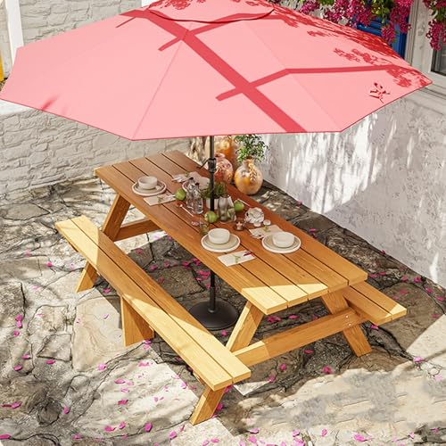 Heliosrider BalkonmöBel Set Klein GartenmöBel Bierzeltgarnitur Gartenlounge Set mit Sonnenschirm Stapelbare StüHle Set für Garten Hof Veranda Terrasse(Yellow,180 * 60 * 60cm) von Heliosrider