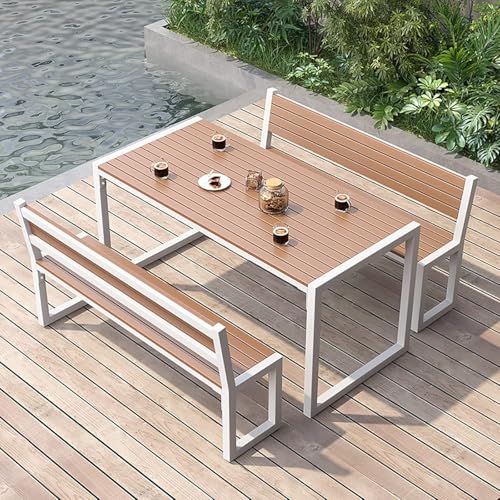 Heliosrider BalkonmöBel Set Klein GartenmöBel Set Gartenlounge Set Balkonbank Tisch Outdoor Bistro TerassenmöBel AußEn für Balkon Terrasse 6 Personen(White,120 * 60 * 75cm) von Heliosrider