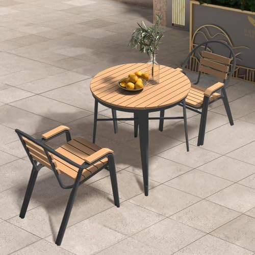 Heliosrider Balkontisch Mit 2/4 StüHlen Kleine Sitzgruppe Outdoor Bistro Set BalkonmöBel mit Tisch mit Stapelbare StüHle Set für Balkon Terrasse(Black+2,70cm) von Heliosrider