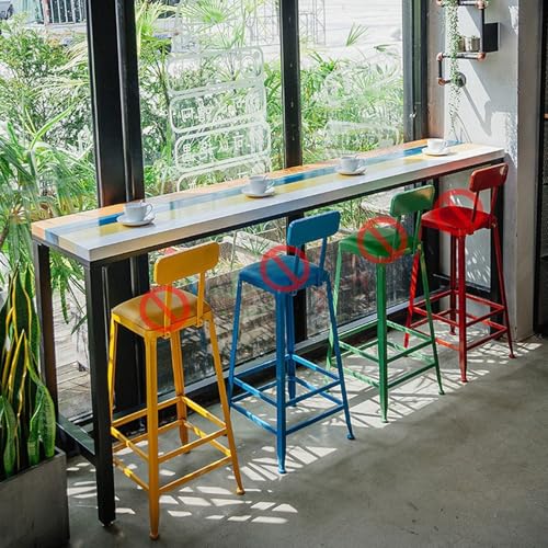 Heliosrider Bar Theke Bartisch Hochtisch Bar Table Metall Thekentisch KüChentresen für KüChe Wohnzimmer Esszimmer Einfache Montage Ohne Hocker(200 * 40 * 105CM) von Heliosrider